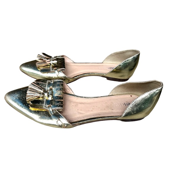 J. Crew Gold D'Orsay Flat Size 37 6.5 7 Womens Slip on Shoes - Picture 4 of 8